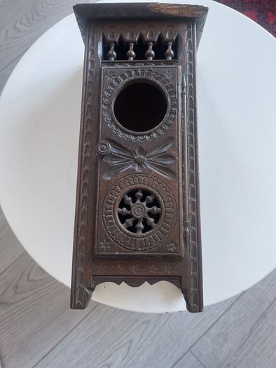 Antique Hand Carved Tall wooden Trinket