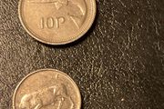 Irish Pre Euro Coins 1994 10p Salmon and 1996 5p Bull