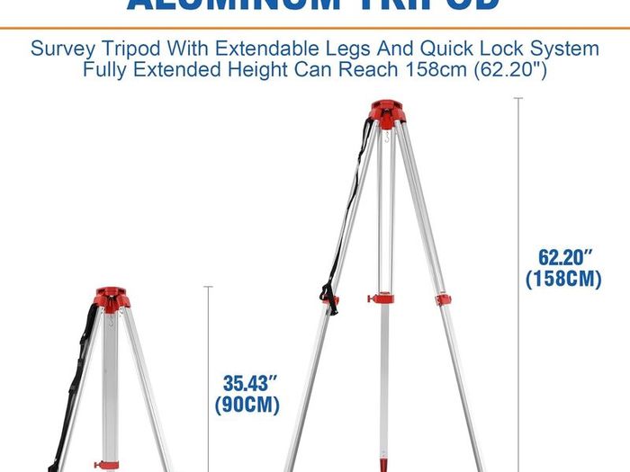 Rotary Laser Level Kit, 360 Degree Automatic Self Leveling Red Beam Horizontal Laser Transit, with Aluminum Tripod & Grade Rod, 500m