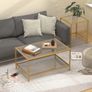 Nesting Tables, Set of 2 End Table, Coffee Tables, Side Table with Metal Frame for Living Room/Bedroom/Balcony/Office/Apartment, Diameter 60/40 cm (Gold Frame, Glass Top) Image 2