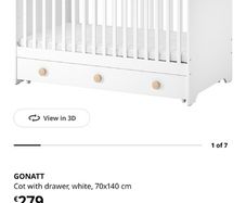 Ikea Gonatt Cot and Changing Top