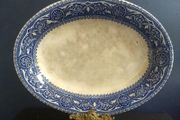 Antique Victorian Blue and White Platter, Unknown Maker in the Temple Pattern circa 1870