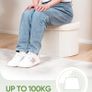 Small Ottoman Storage Stool, Oval Folding Boucle Footstool, Foldable Foot Rest, for Living Room, Bedroom, Dorm,41x31x31cm,White Image 5