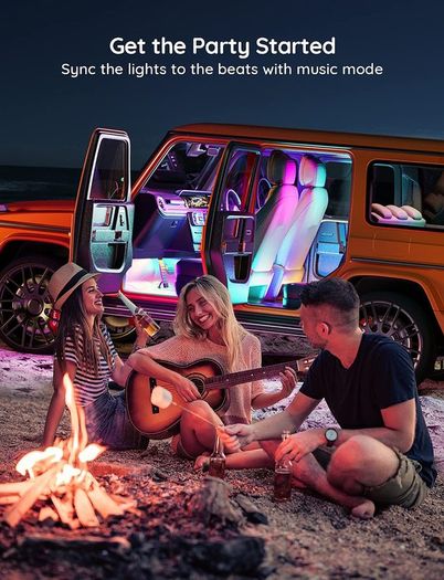 Govee RGBIC Interior Car Lights with App Control, Segmented Colour, 2-Line Design Lighting Kit, DIY Effects, Music and 30 Scene Modes for Cars, Trucks