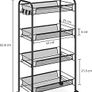 4-Tier Rolling Cart,Easy Assemble Mobile Storage Trolley On Wheels,Slide Out Utility Cart Shelving Units Kitchen Bathroom Laundry Room,Black Image 2