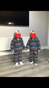 Frugi rainbow cosy ted snuggle pram suits for twins