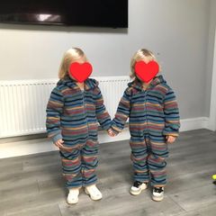 Frugi rainbow cosy ted snuggle pram suits for twins