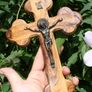 Vintage Crucifix Olive Wood Cross Wall Hanging Image 5