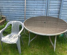 garden table and 3 chairs
