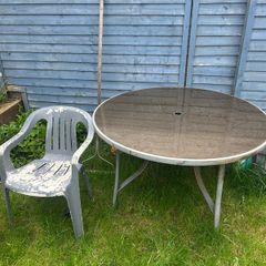 garden table and 3 chairs