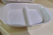 Divided Oval Dish / 2 Section Dish / Cream Ceramic Serving Dish / Bowl