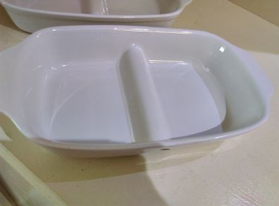 Divided Oval Dish / 2 Section Dish / Cream Ceramic Serving Dish / Bowl