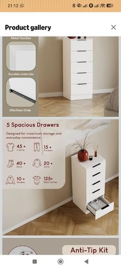 2 narrow chest of drawers