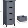 Bathroom cabinet, narrow wooden bathroom cabinet with 4 drawers, 30 x 30 x 82 cm, living room, bedroom, hallway, deep, free-standing, space-saving, gray Image 3