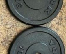 2x10kg York standard 1" diameter cast iron weight plates