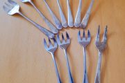 7 EPNS Sheffield,  1 silver plated &amp; 3  Inox France cocktail, appetizer forks
