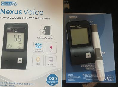 Gluco Rx Nexus voice Blood Glucose Monitoring System brand new