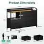 Black Chest of Drawers Bedroom, 8 Large Fabric Drawers, 110x30x88 Image 7
