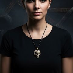 Handmade Ceramic Skull Pendant, Steampunk Edition
