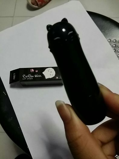 Korean brand tony moly cat chu wink lipstick in peach vanilla