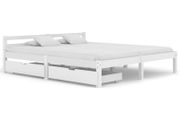Bed Frame with 2 Drawers White Solid Pine Wood 160x200 cm