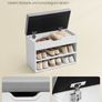 Shoe Storage Bench with Padded Seat 60cm Wooden Entryway Bench with Cushion & Hidden Storage Image 10