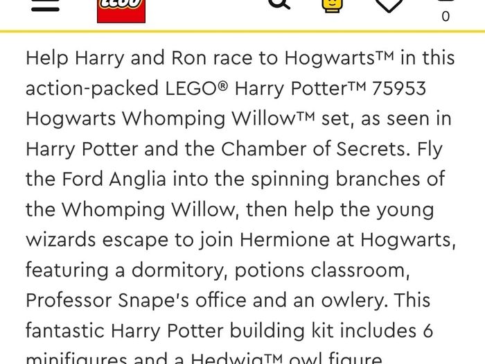 Lego Harry Potter Whomping Willow 75953