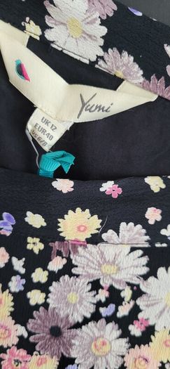 YUMI black floral print layered skirt Sz 12UK - Bnwt Rrp 34.99