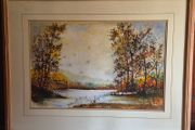 Large Framed Signed Carberry Watercolour Landscape 62 x 90 cm