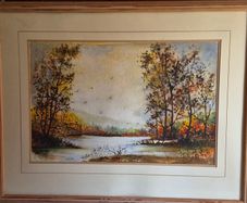 Large Framed Signed Carberry Watercolour Landscape 62 x 90 cm