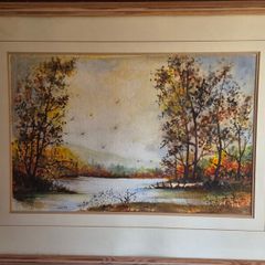 Large Framed Signed Carberry Watercolour Landscape 62 x 90 cm
