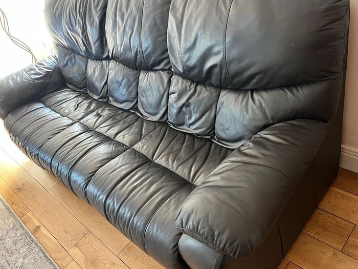 Sofa Dark Brown Leather 3 piece