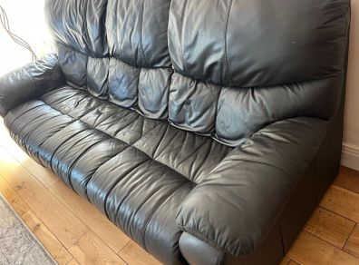 Sofa Dark Brown Leather 3 piece