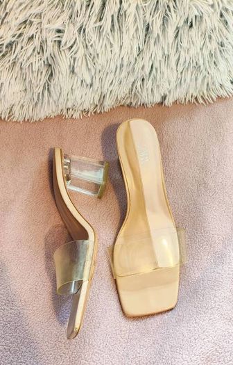 Zara Women Vinyl Mules with Methacrylate Heels Size 39