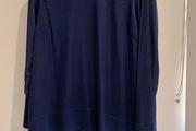 Navy silk-mix long-sleeve blouse (U.K. 10)