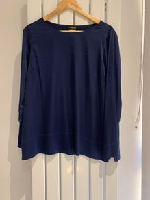 Navy silk-mix long-sleeve blouse (U.K. 10)