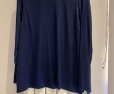 Navy silk-mix long-sleeve blouse (U.K. 10)