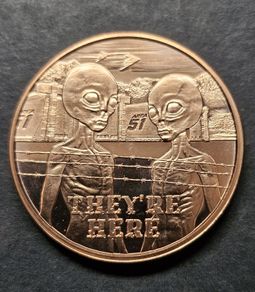 1 Avdp Oz Copper Area 51 They're Here Round