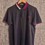Fred Perry Bold Stripe Collar Polo Shirt Mens Medium Black Red White Image 5