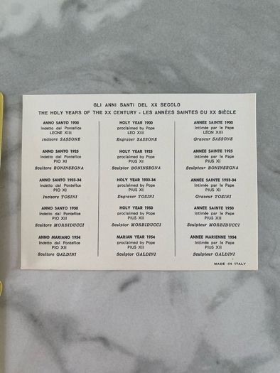 1900 - 1954 Holy Years Of The Xx Century Pope Coin Set