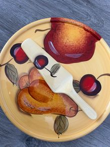 Beautiful Hand-Painted Ceramic Cake Set (2 Pieces, Excellent Condition)