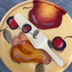 Beautiful Hand-Painted Ceramic Cake Set (2 Pieces, Excellent Condition)