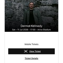 Dermot Kennedy seated ticket x 1 for Sat 11 July Aviva