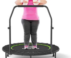 NEW SALE | Foldable Fitness Trampoline - Max Load 220lb/400 lb/450lb, Rebounder with Adjustable Foam Handle Indoor/Outdoor Fitness Body Exercise