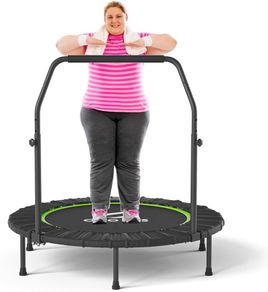 NEW SALE | Foldable Fitness Trampoline - Max Load 220lb/400 lb/450lb, Rebounder with Adjustable Foam Handle Indoor/Outdoor Fitness Body Exercise