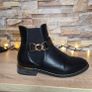 Black Women's Ankle Boots Gold Chain On The Side Gold Studs On The Edge Elastic On The Side, size 39 Image 3