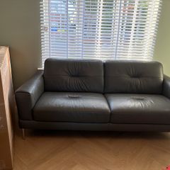 leather sofa 2 and 3 seater and footstool