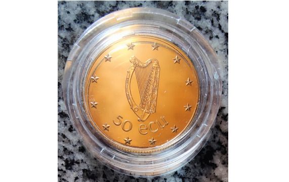 Ireland 50 ECU Gold (.917) Proof Coin 1990 - EEC Council Meeting in Dublin - NO CASE