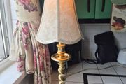 Lamp Vintage Gold metal tall slim table lamp