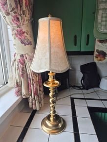 Lamp Vintage Gold metal tall slim table lamp